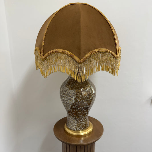 Porcelaine De Paris Lamp with Brown Beaded Shade