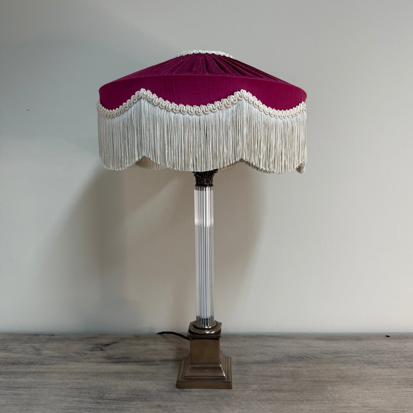 The Peggy Silk Fringed Lampshade - Burgundy