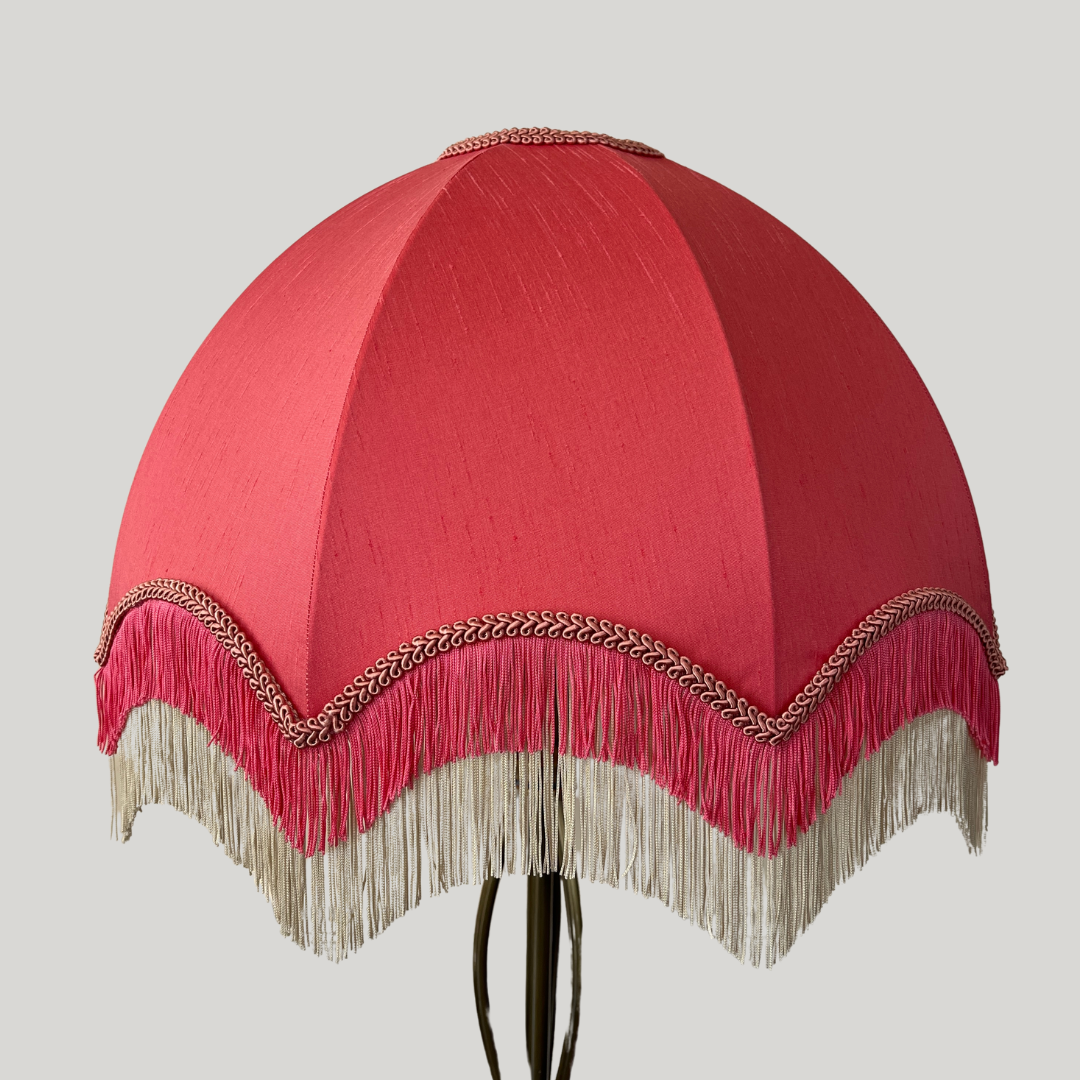 Coral Pink & Cream Silk Shade - 16"