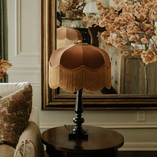The Emmy Fringed Lampshade - golden fringe