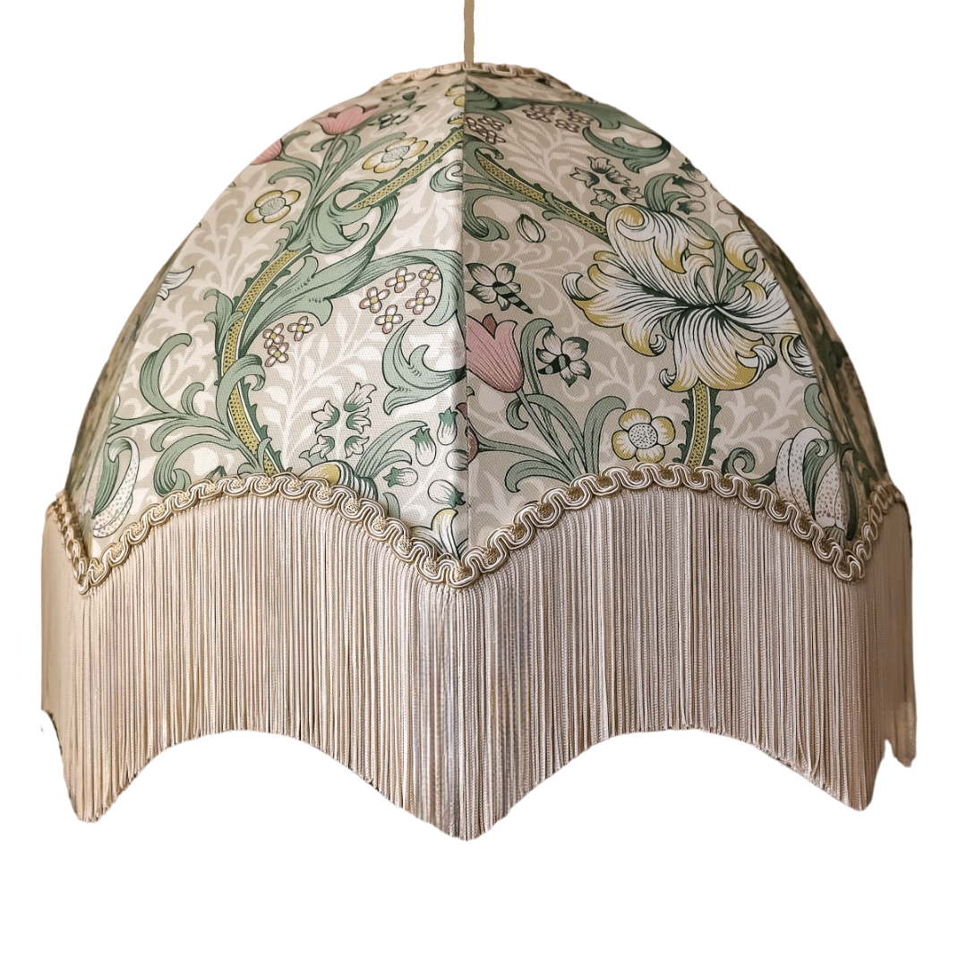 William Morris Golden Lily Fringed Lampshade - Linen