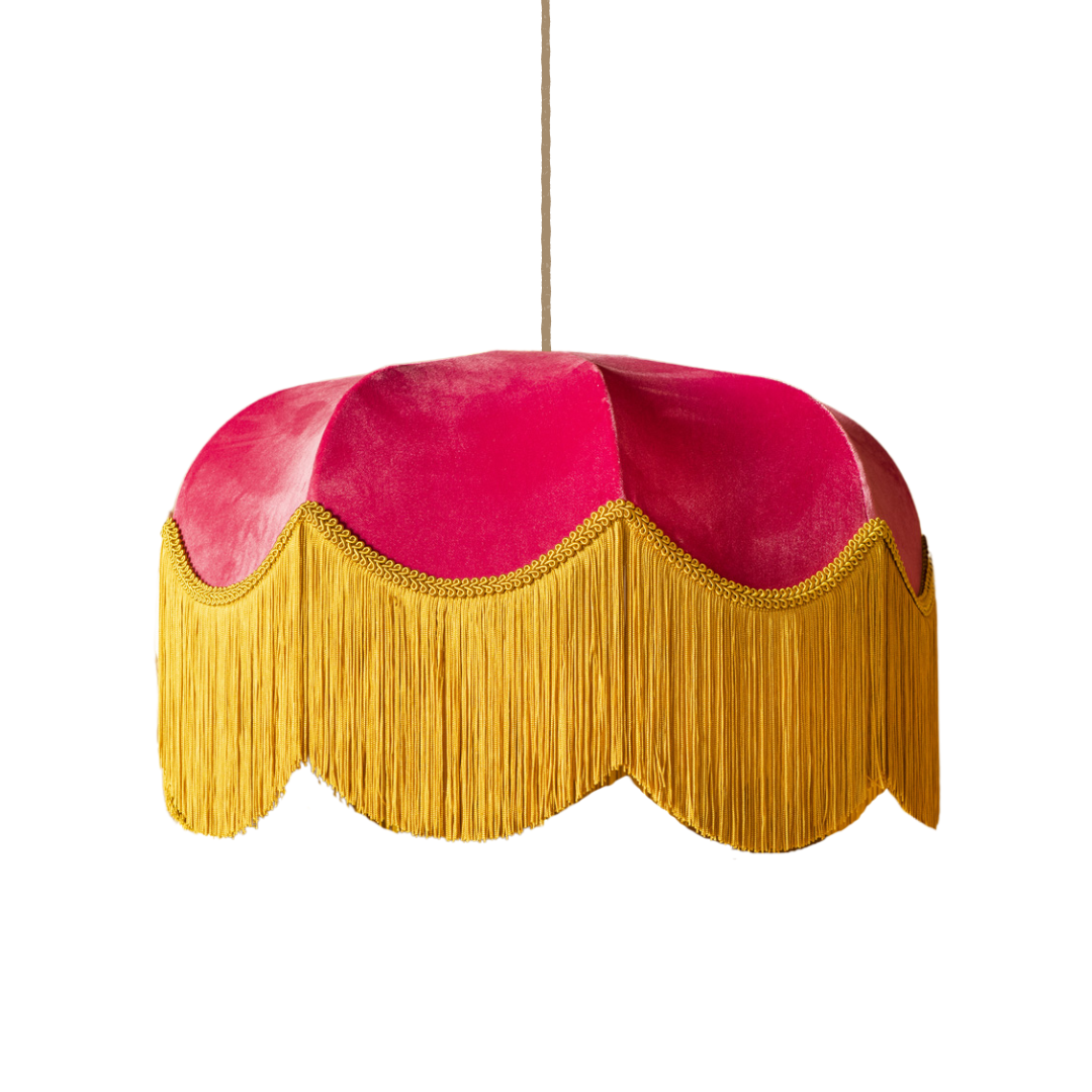 The Raspberry Fringed Lampshade