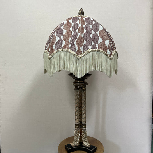 Three Pillar Lamp with Fermoie Linen Shade