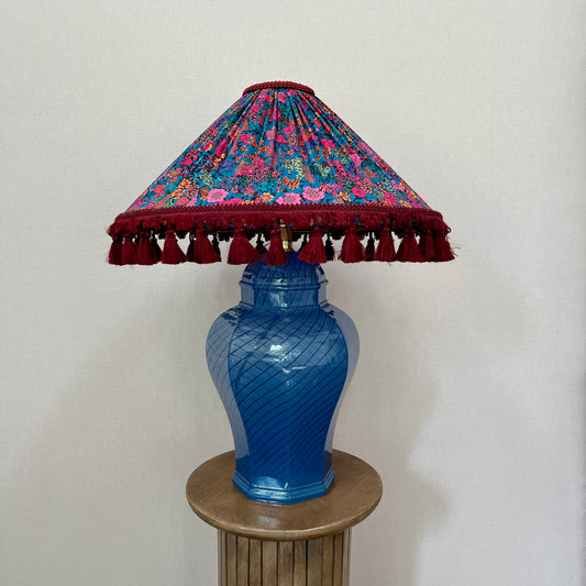 Blue Urn Lamp with Liberty Pleated Shade