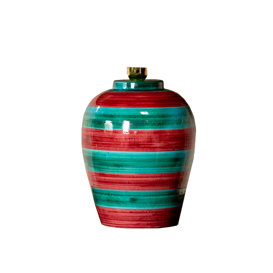 Stripe Lamp, Crimson & Turquoise