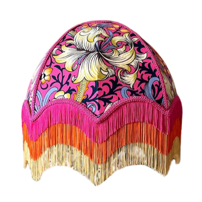 William Morris Golden Lily Fringed Lampshade (Serotonin Pink)