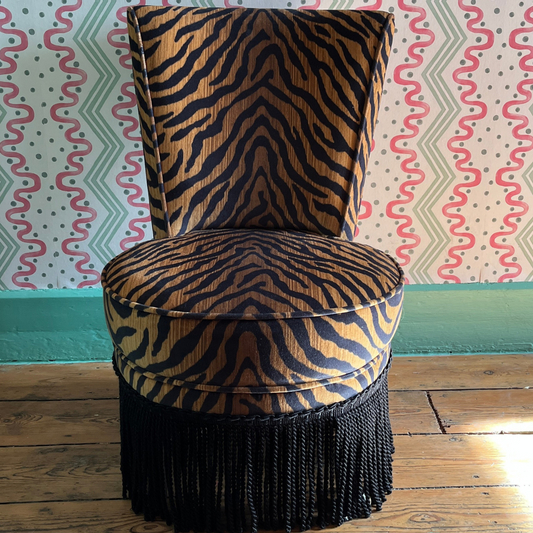 Tiger Print Fringed Slipper Chair