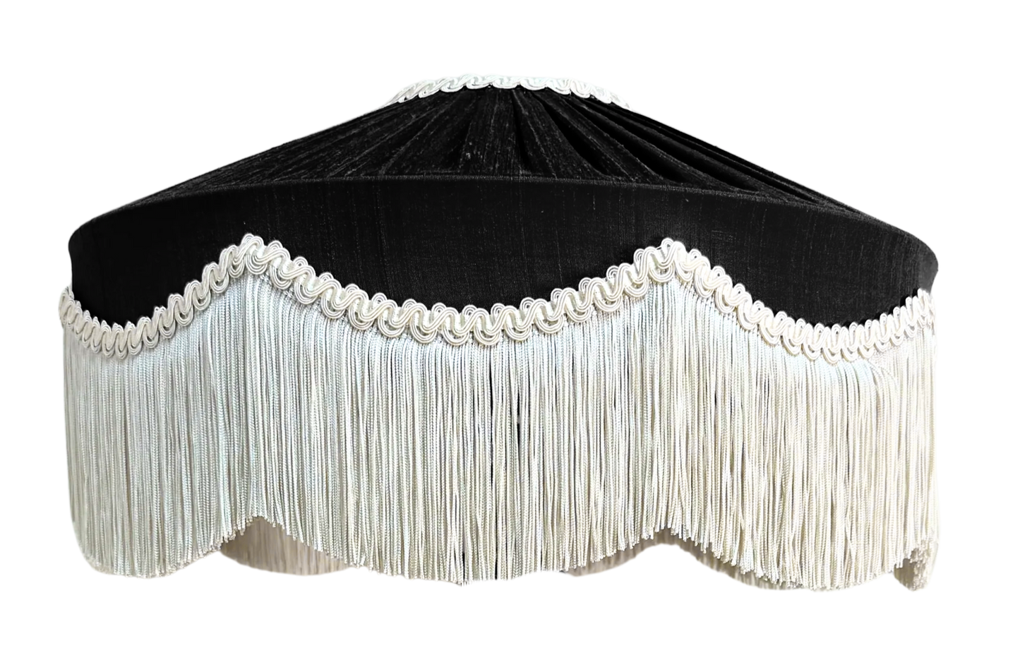 Bespoke Peggy Silk Fringed Lampshade - Black