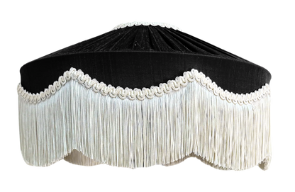 Bespoke Peggy Silk Fringed Lampshade - Black