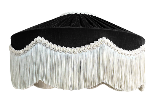 Bespoke Peggy Silk Fringed Lampshade - Black