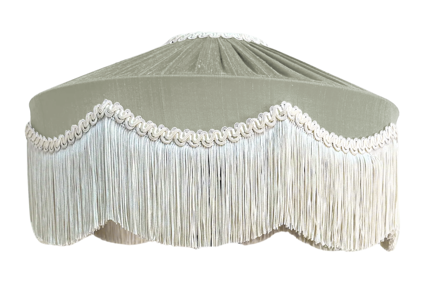 Bespoke Peggy Silk Fringed Lampshade - Moonstone