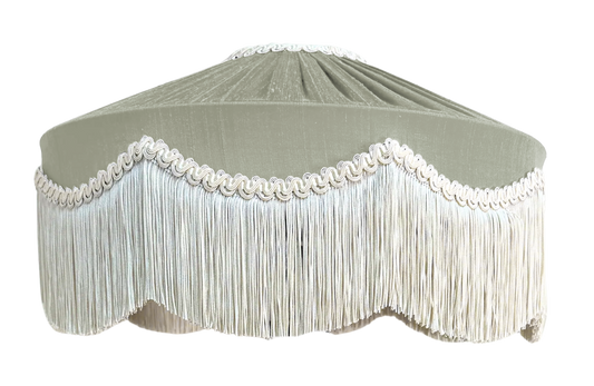Bespoke Peggy Silk Fringed Lampshade - Moonstone
