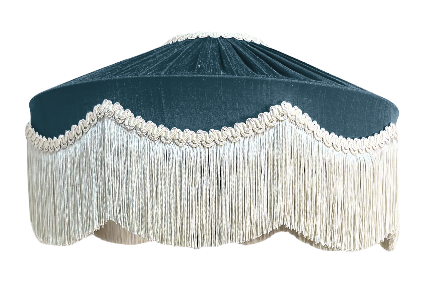 Bespoke Peggy Silk Fringed Lampshade - Titan Blue