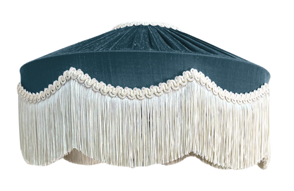 Bespoke Peggy Silk Fringed Lampshade - Titan Blue