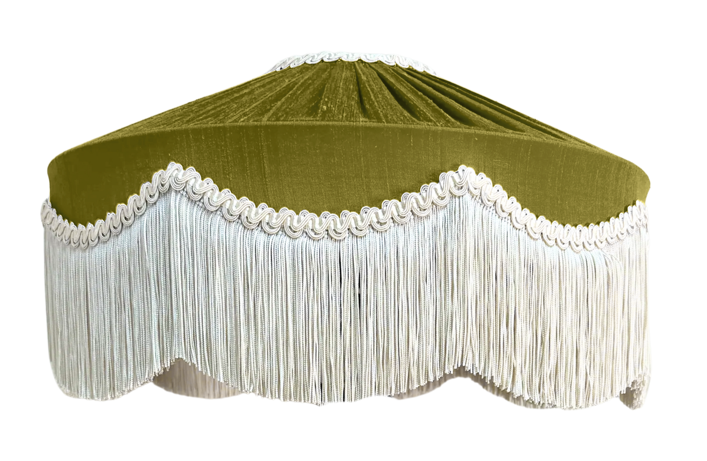 Bespoke Peggy Silk Fringed Lampshade - Kiwi