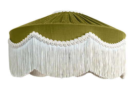 Bespoke Peggy Silk Fringed Lampshade - Kiwi