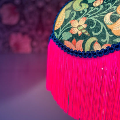 William Morris Golden Lily Fringed Lampshade (Galactic Ink)
