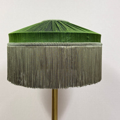 Green Silk Shade with Sage Fringe