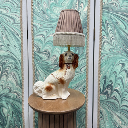 Brown Staffordshire Dog Lamp with Bronze Shade