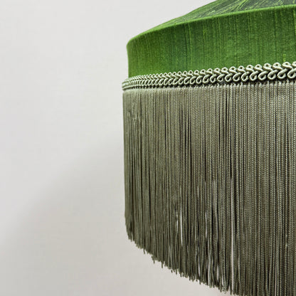 Green Silk Shade with Sage Fringe