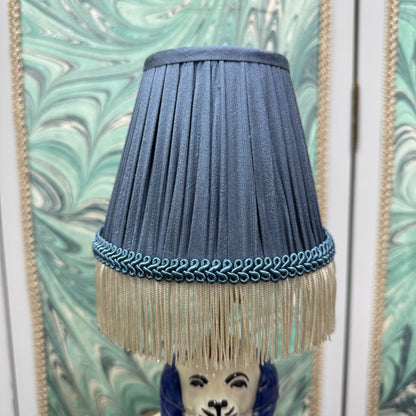 Floral Staffordshire Dog Lamp with Blue Shade