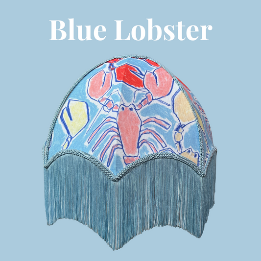 Blue Lobster Fringed Lampshade