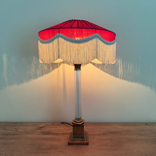 The Peggy Silk Fringed Lampshade - Burgundy
