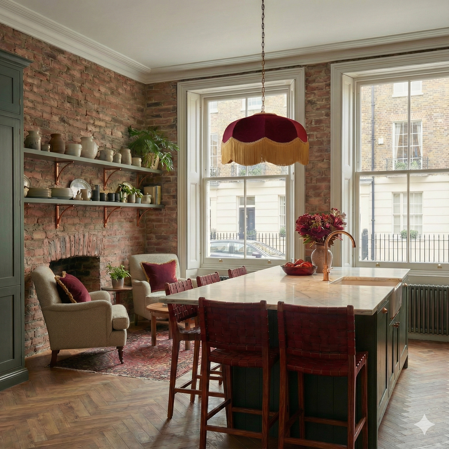 The Burgundy Fringed Lampshade