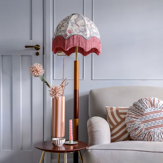 William Morris Golden Lily Fringed Lampshade - Dove/Plum