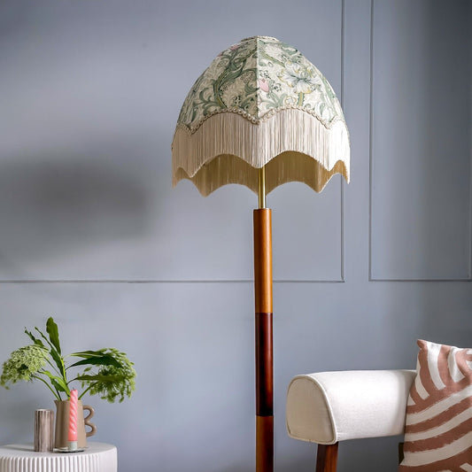 William Morris Golden Lily Fringed Lampshade - Linen/Blush