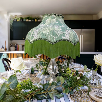 William Morris Acanthus Fringed Lampshade - Sage
