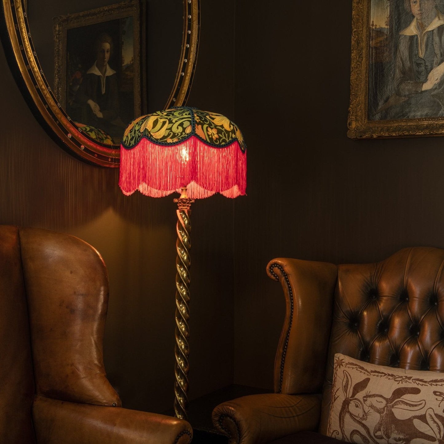 William Morris Golden Lily Fringed Lampshade (Galactic Ink)