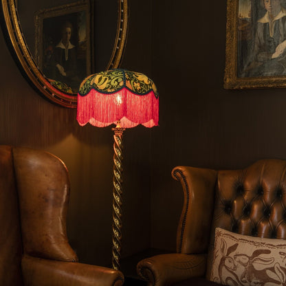 William Morris Golden Lily Fringed Lampshade (Galactic Ink)
