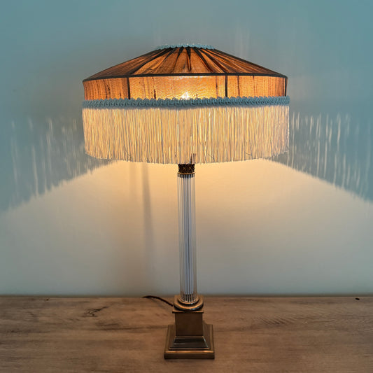 The Peggy Silk Fringed Lampshade - Brown