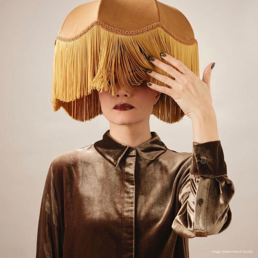 The Emmy Fringed Lampshade - golden fringe