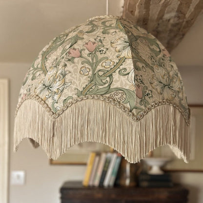 William Morris Golden Lily Fringed Lampshade - Linen