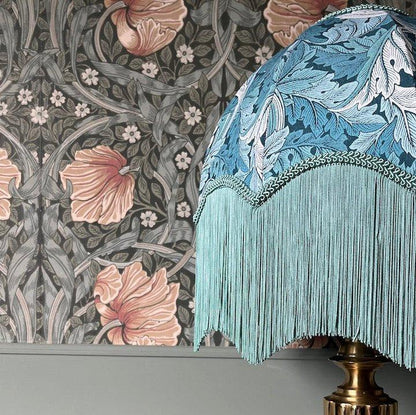 William Morris Acanthus Fringed Lampshade - Teal