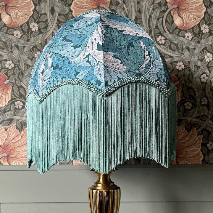 William Morris Acanthus Fringed Lampshade - Teal