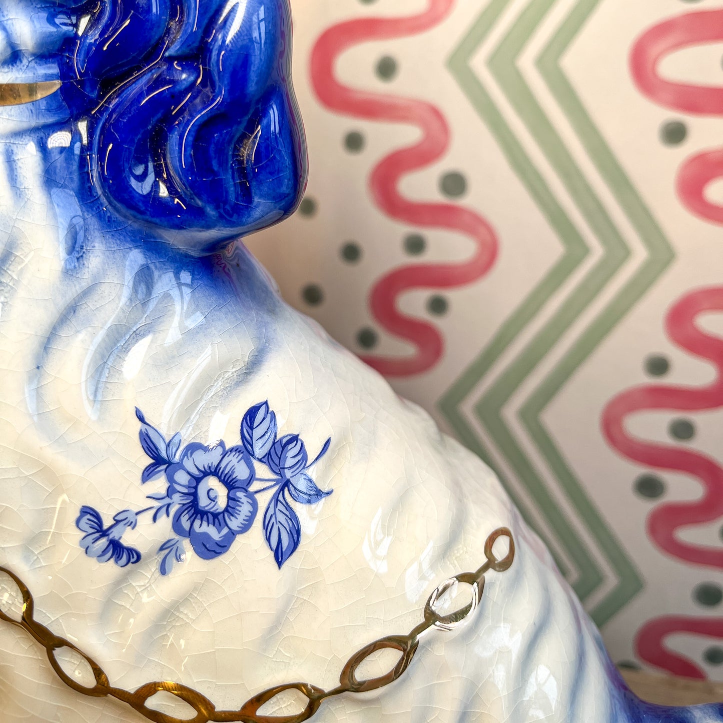 Pair of blue Staffordshire dog lamps