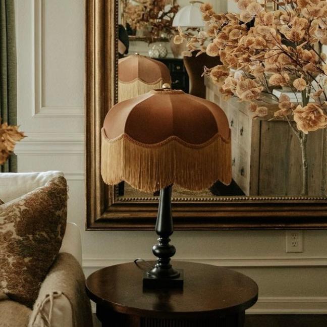 The Emmy Fringed Lampshade - golden fringe