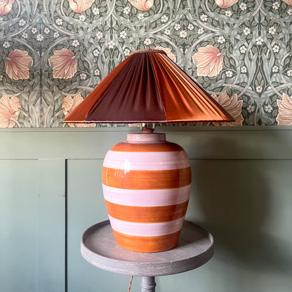 Bronze & Brown Stripy Shade & Lamp Set