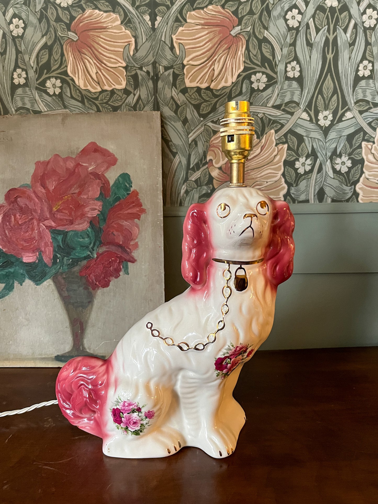 Pink Floral Staffordshire Dog