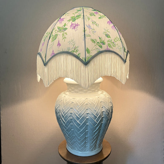 1980's French Ceramic Lamp with Schumacher Shade