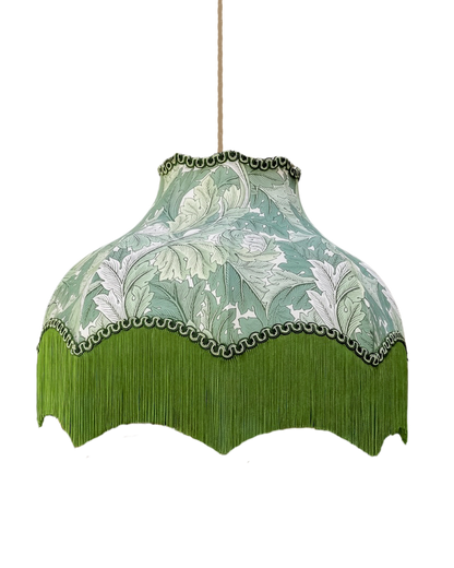 William Morris Acanthus Fringed Lampshade - Sage