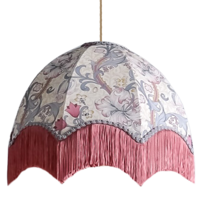 William Morris Golden Lily Fringed Lampshade - Dove/Plum