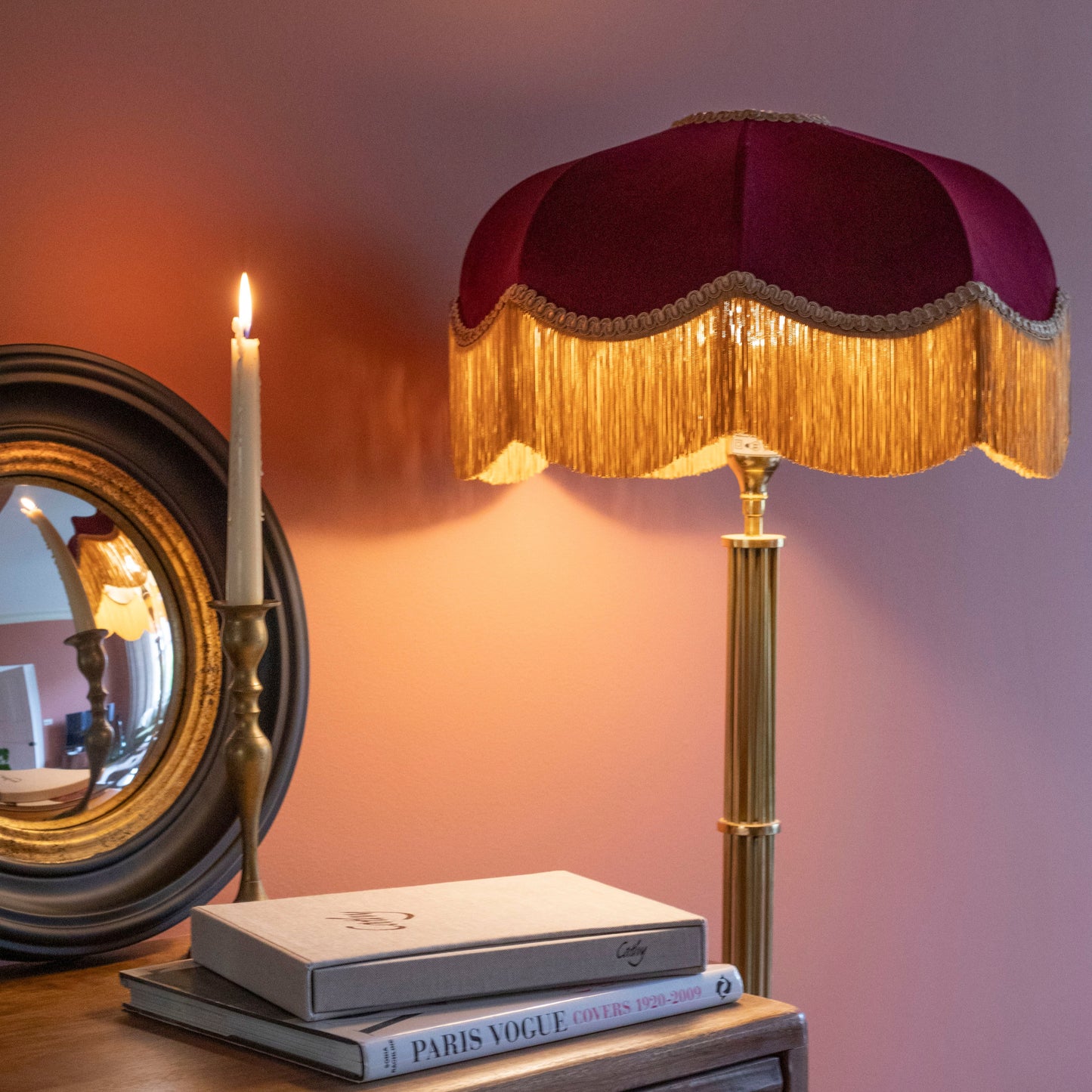 The Burgundy Fringed Lampshade