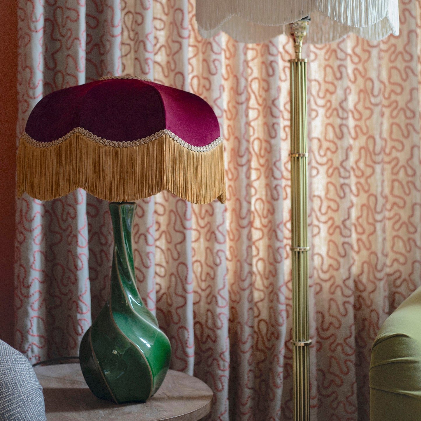 The Burgundy Fringed Lampshade