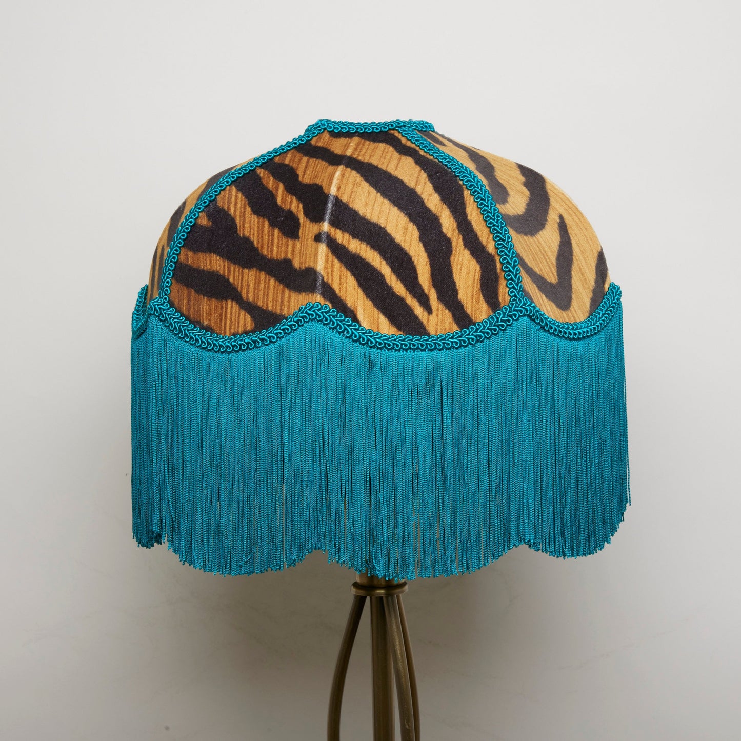 Tiger Velvet & Teal Fringe Shade - 12"