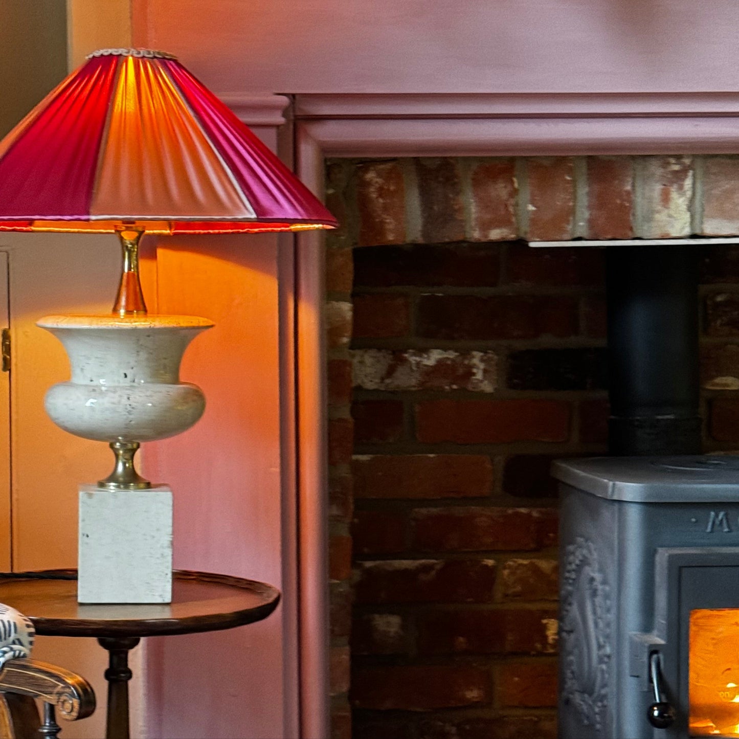 The Stripy Shade - Raspberry & Rose Pleated Lampshade