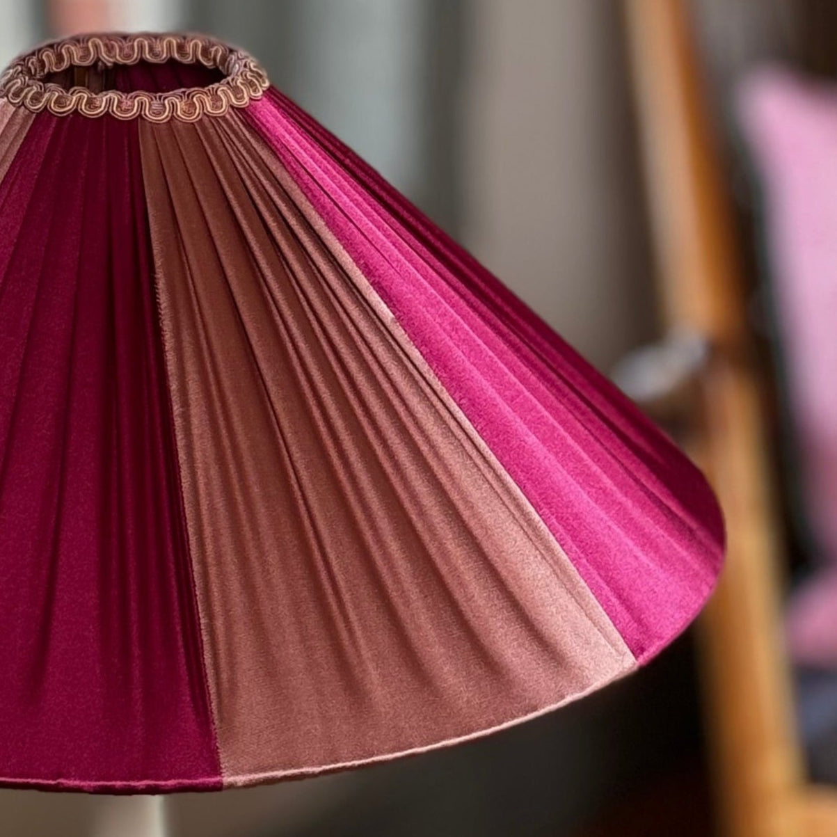 The Stripy Shade - Raspberry & Rose Pleated Lampshade